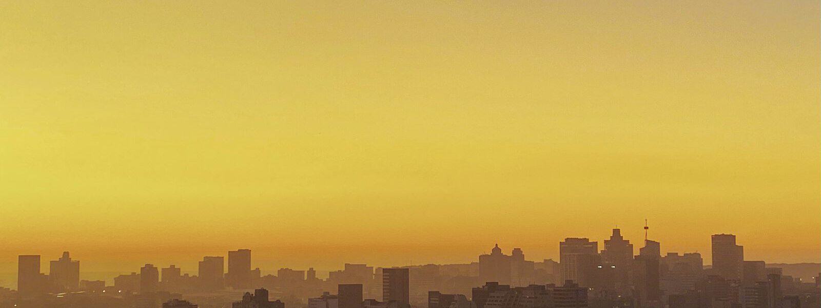 Durban city centre skyline at dusk
